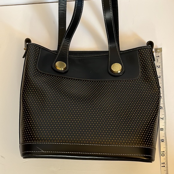 Dooney & Bourke Vintage Cabriolet Black Perforated Leather Top Zip Tote Bag - Picture 6 of 14